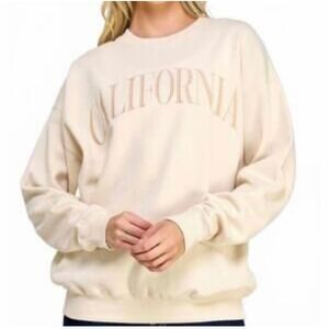 ReFlex Women's Crewneck Pullover Sweatshirt Cream Long Sleeves “California” Nov